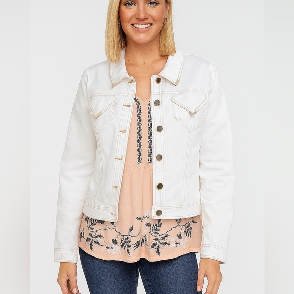 NWT Spanner Gold embellished cream jean jacket XS - Picture 9 of 9